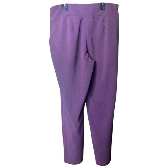 Maurices Plum Purple Crepe Pull On Ankle Pants Crossover Waist Sz Large - Picture 2 of 8